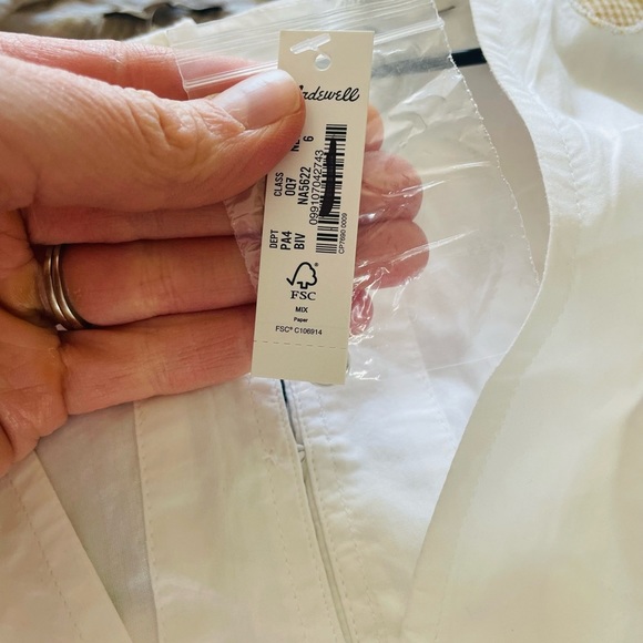 Madewell Anna Marie Embroidered White and Tan Floral Mini Dress Medium - Picture 13 of 16